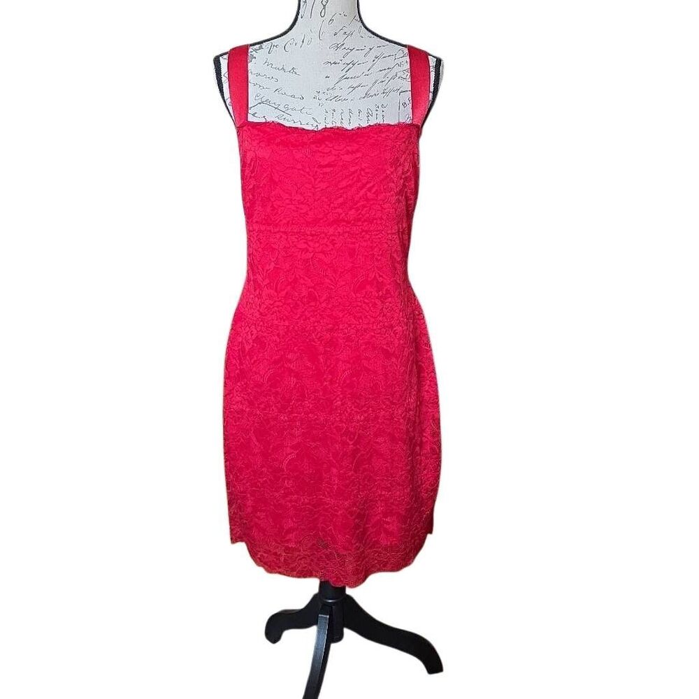Guess Women's Size XL Red Lace Cross Back Mini Dress